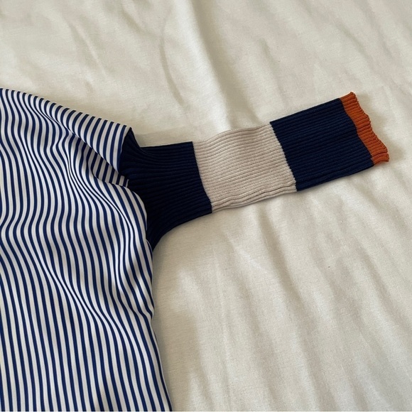 Chiara Cocol Large Blouse Top ~ Stripe Button Front Sweater Sleeves - Picture 6 of 11